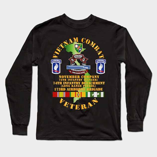 Vietnam Cbt Vet - N Co 75th Inf Rgr 74th Inf Det - 173rd Abn Bde Long Sleeve T-Shirt by twix123844